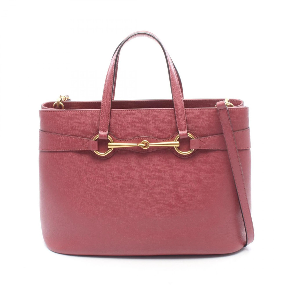 GUCCI Pink Leather Horsebit Tote Bag
